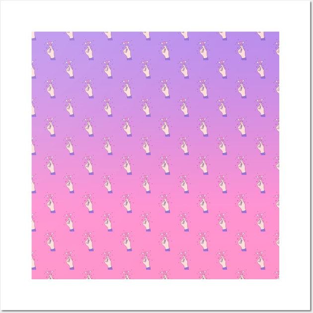 Kpop Korean Finger Heart Pattern, Funny K-Pop Design Purple Pink Degraded Army Style Gift Wall Art by Printofi.com